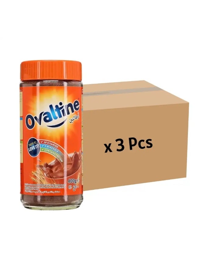 Ovaltine Powder Drink, Nutritious Sweetened Malt Extract With Chocolate Powder- 3pcs of 400gms Bulk Pack (Please Note That Delivery Will Be Done Within 2-4 Days)